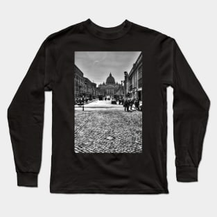 Sistine Chapel, Rome, Black And White Long Sleeve T-Shirt